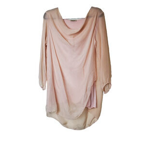 Montan Paris 100% Silk Top Medium Tunic Asymmetrical Made In Italy Layered